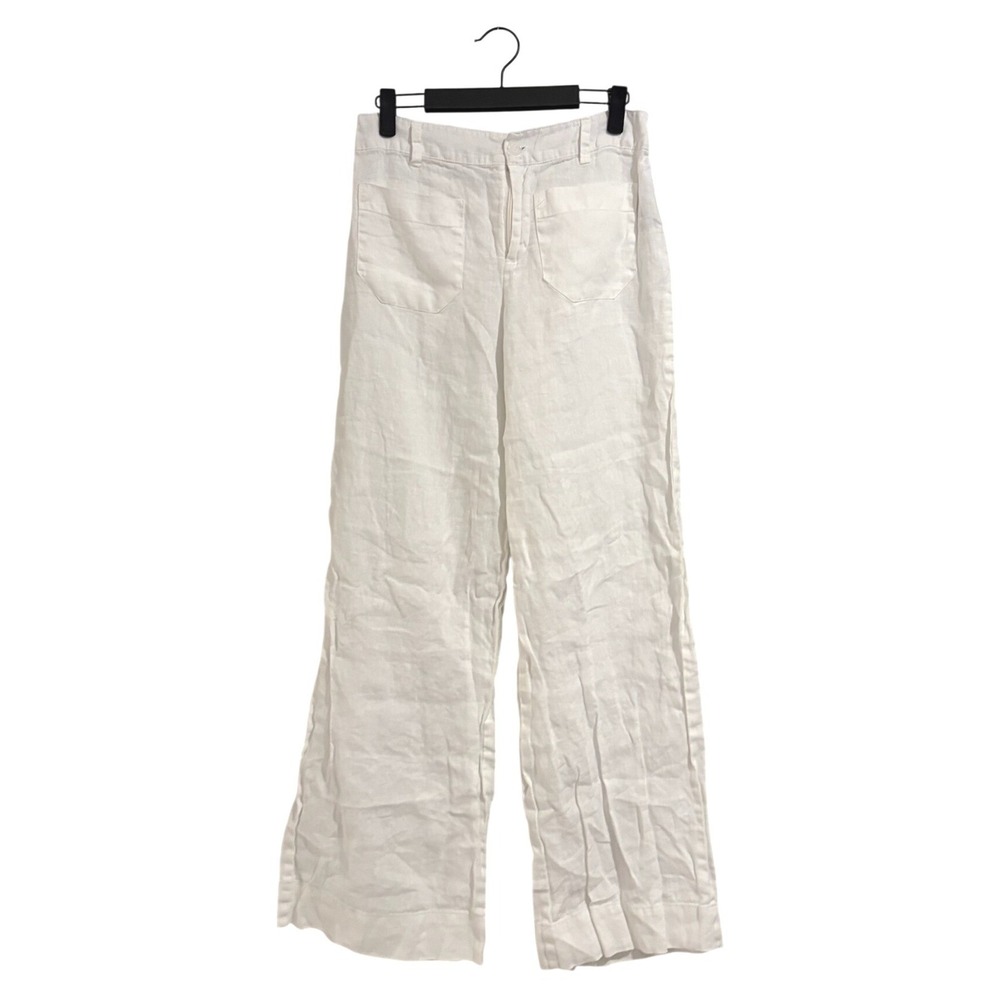 Sanctuary Standard Surplus White Linen Wide Leg Pants High Waist SIZE 26